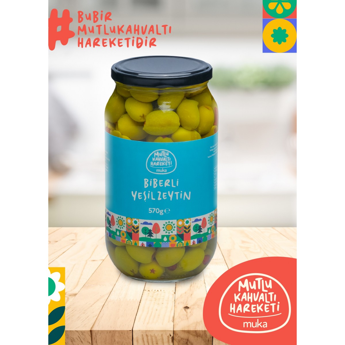BİBERLİ YEŞİL ZEYTİN (500 gr)