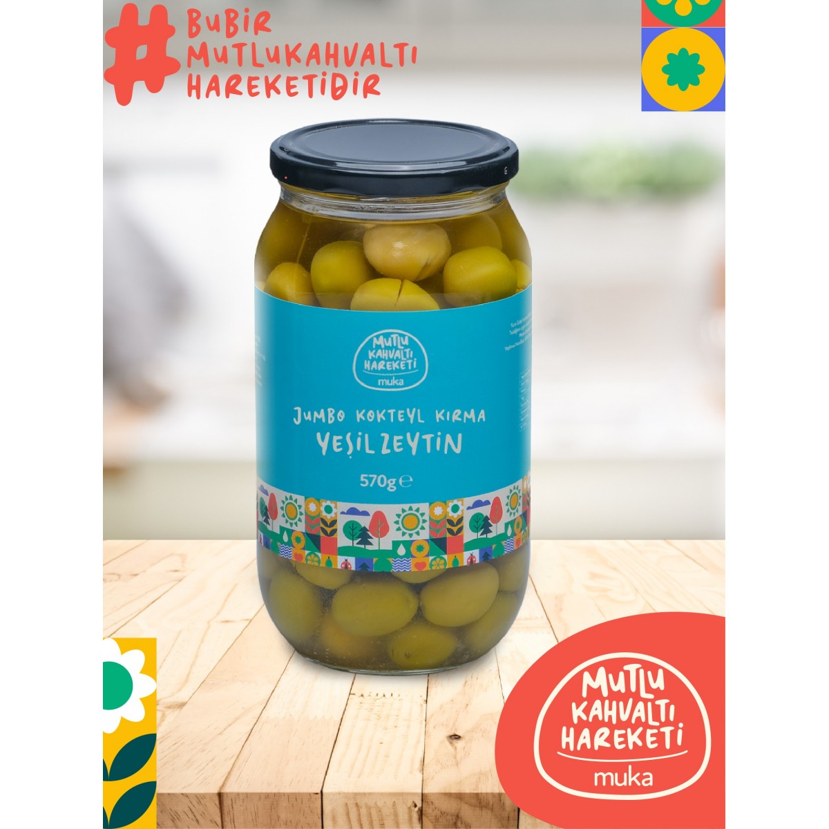 JUMBO KOKTEYL KIRMA YEŞİL ZEYTİN (570 GR)